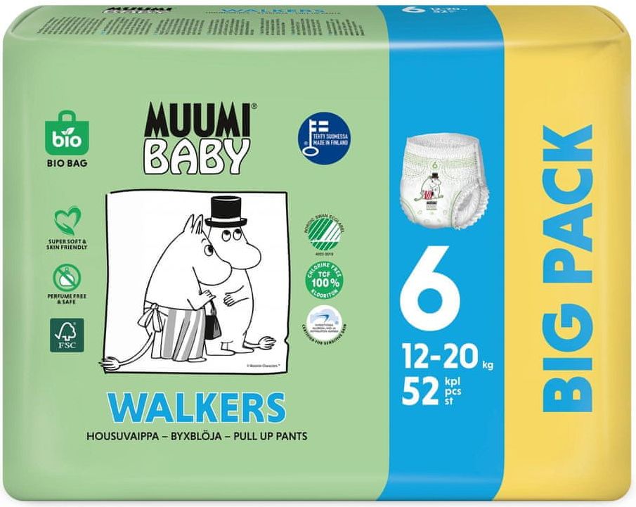 MUUMI BABY Walkers Big Pack vel. 6, 52 ks, 12-20 kg 6 bílá - obrázek 1