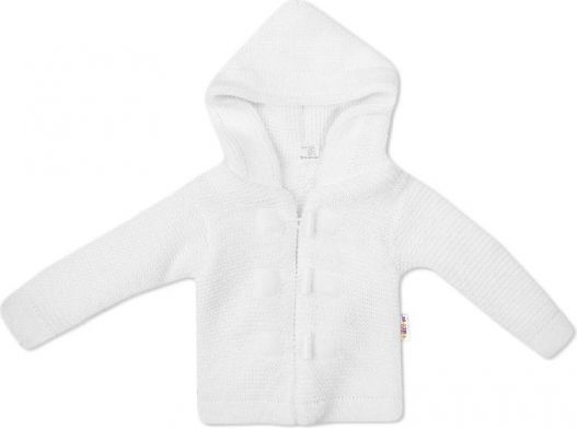 Baby Nellys Dvouvrstvý kojenecký svetřík s kapucí - bílý - obrázek 1