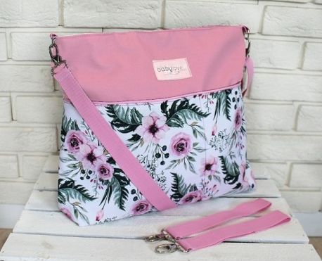 Stylová taška na kočárek Baby Nellys Hand Made - Květinky/flowers - růžová, Ce19 - obrázek 1
