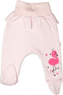 Baby Nellys Bavlněné kojenecké polodupačky, Flamingo volánkem - růžové - obrázek 1
