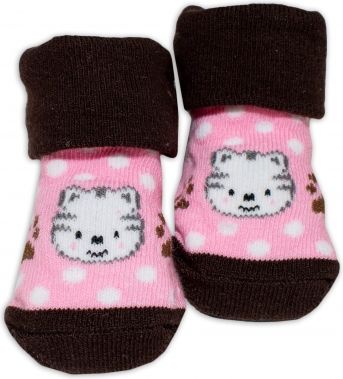 Kojenecké ponožky, 0 - 6 měsíců, Bobo Baby - Kočička, růžová - obrázek 1