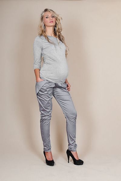 Těhotenské kalhoty ALADINKY  - Šedý popílek - L (40) - obrázek 5