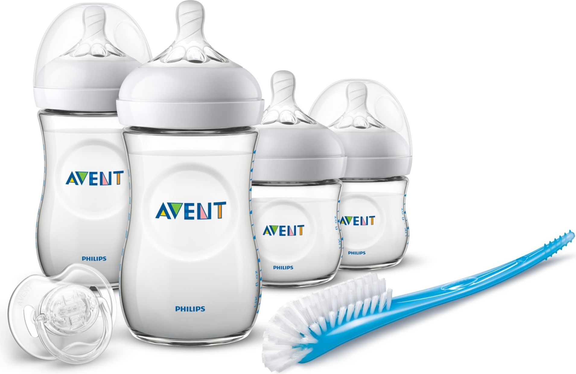 Philips Avent Startovací sada Natural 4 x láhev + kartáč + šidítko Transparentní - obrázek 1