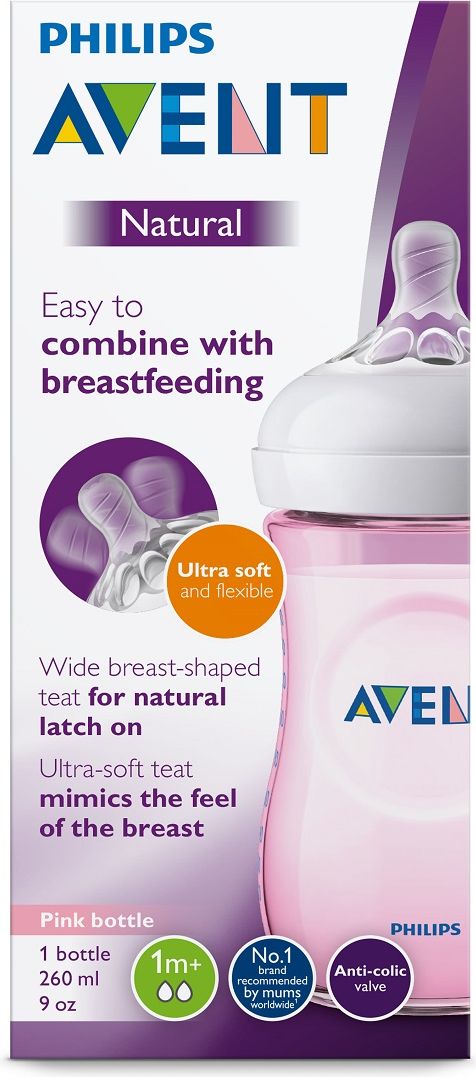 Philips AVENT Láhev Natural 260 ml, 1 ks růžová - obrázek 2