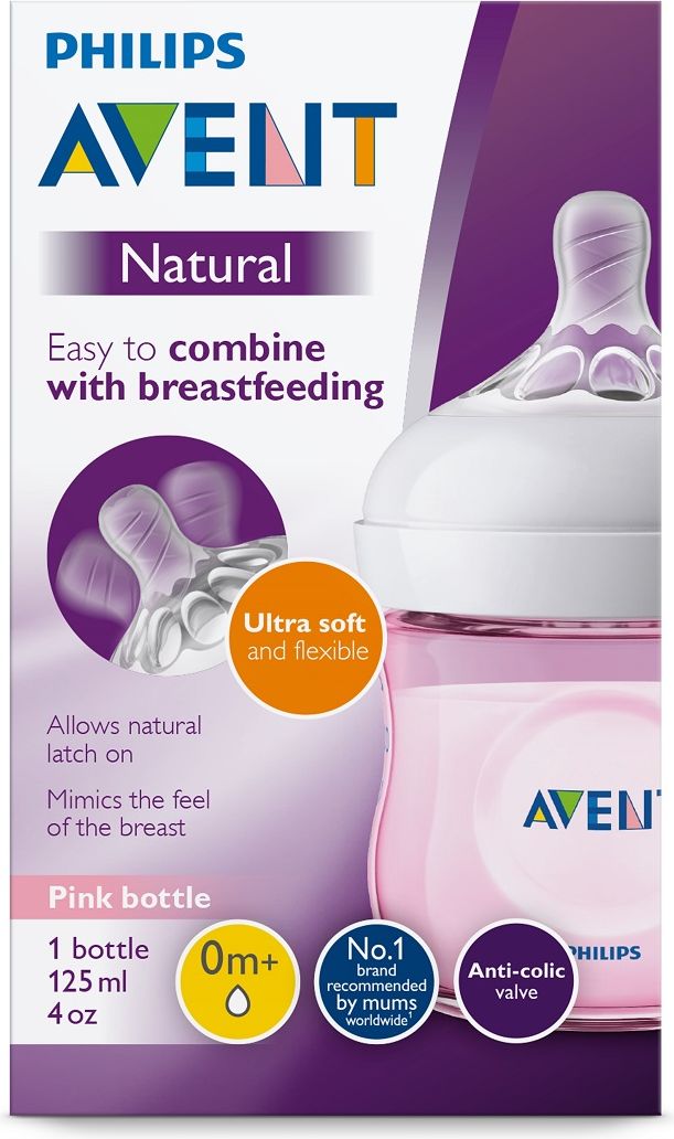 Philips AVENT Láhev Natural 125 ml, 1 ks růžová - obrázek 2