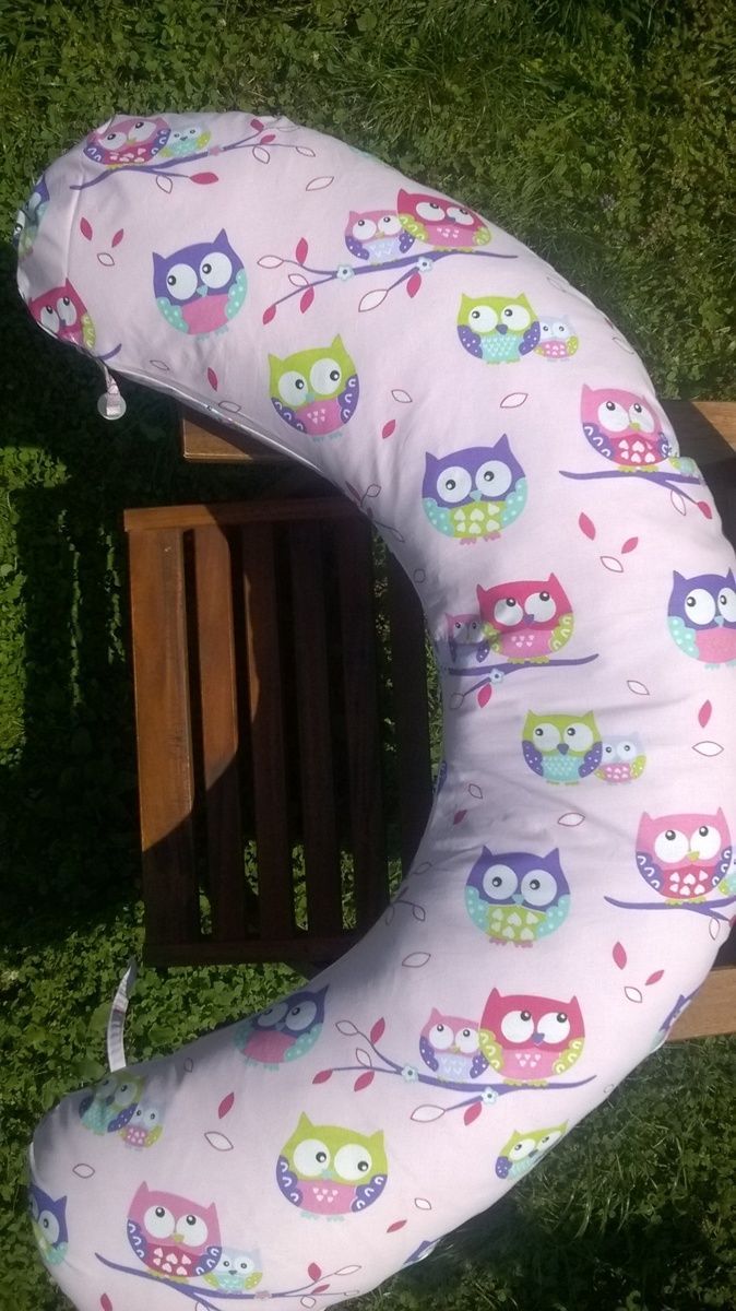 KHC Kojící těhotenský relaxační polštář Miki Obrovský 240 cm Barevné sovy na růžové - obrázek 6