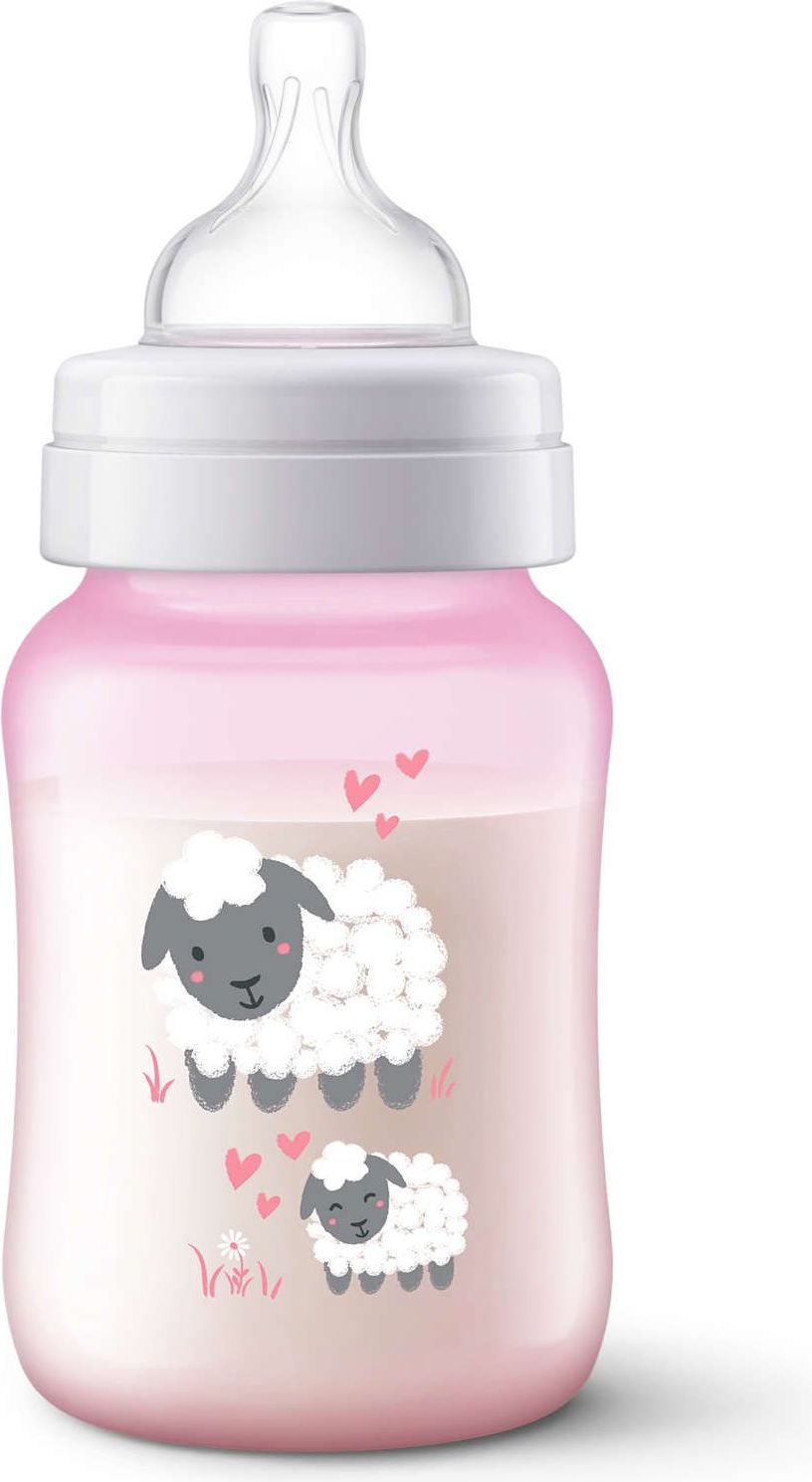 AVENT Lahev Anti-colic 260 ml, růžová s ovečkou - obrázek 1