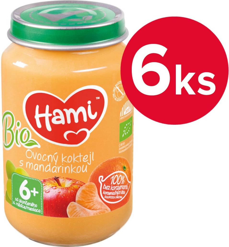 Hami BIO Ovocný koktejl s mandarinkou 6m+ 6x200 g - obrázek 1