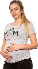 Těhotenské tričko krátký rukáv - MOM LIFE šedé - BeMaaMaa     velikost M (38) - obrázek 2