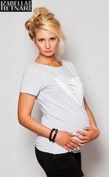 Těhotenské triko/Halenka krátký rukáv - SRDCE světle šedé - BeMaamaa - obrázek 2