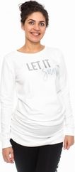 Těhotenská mikina/tričko - LET IS SNOW bílá - BeMaaMaa     velikost XL (42) - obrázek 1