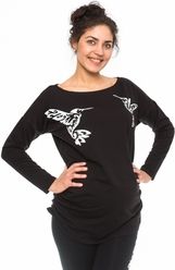 Těhotenská mikina/tričko - KOLIBRI černá - BeMaaMaa     velikost S(36) - obrázek 3