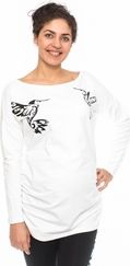 Těhotenská mikina/tričko - KOLIBRI bílá - BeMaaMaa     velikost L (40) - obrázek 3