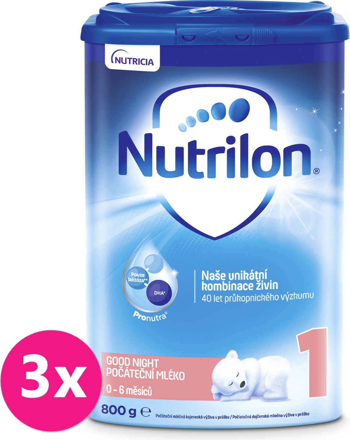 3x NUTRILON 1 ProNutra Good Sleep (800g) - kojenecké mléko - obrázek 1