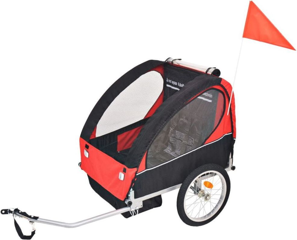 Vozík za kolo pro děti červeno-černý 30 kg - obrázek 1