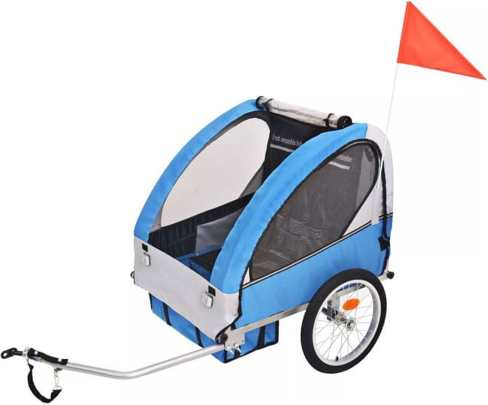 Vozík za kolo pro děti šedo-modrý 30 kg - obrázek 1