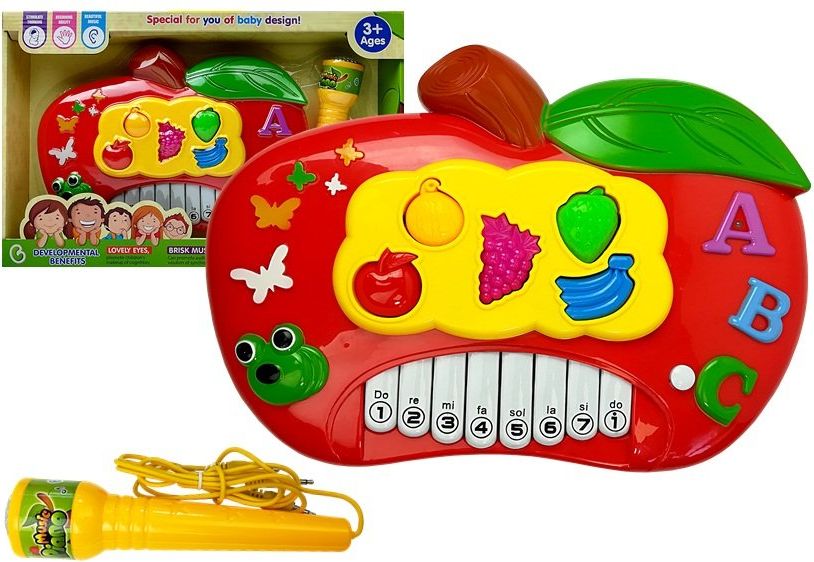 Mamido  Dětský interaktivní klavír s mikrofonem červené jablko - obrázek 1