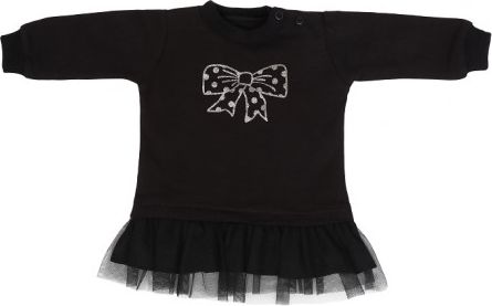 Mamatti Kojenecké tričko,tunika s černým týlem Mašle - černé, Velikost koj. oblečení 68 (4-6m) - obrázek 1