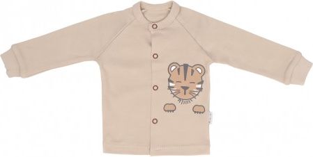 Mamatti Novozenecká bavlněná košilka, kabátek Lion - béžová, Velikost koj. oblečení 50 (0-1m) - obrázek 1