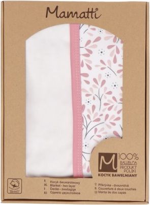 Mamatti Dětská oboustranná bavl. deka,Tokio - 80 x 90 cm, v dárkové krabičce, růžovo-bílá - obrázek 1