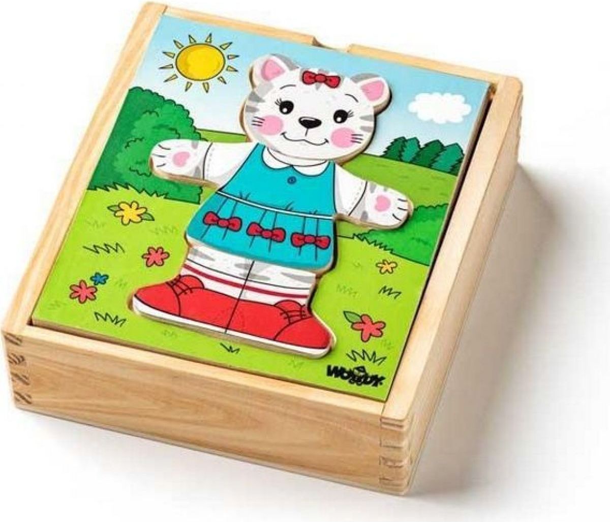 Woody Puzzle šatní skříň Kočička 18 dílů - obrázek 1