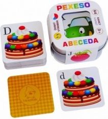 Pexeso Abeceda 64 karet v plechové krabičce 6x6x4cm Hmaťák - obrázek 1
