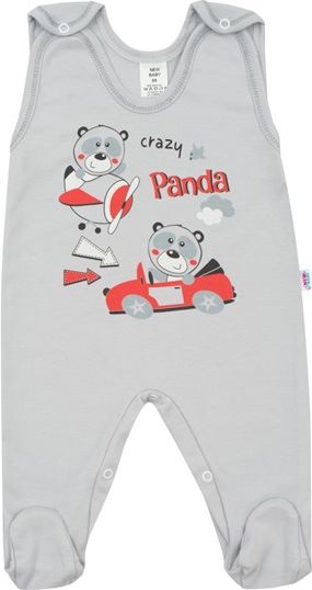 NEW BABY | New Baby Crazy Panda | Kojenecké dupačky New Baby Crazy Panda | Šedá | 50 - obrázek 1