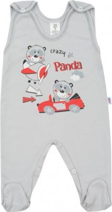 Kojenecké dupačky New Baby Crazy Panda, Šedá, 50 - obrázek 1