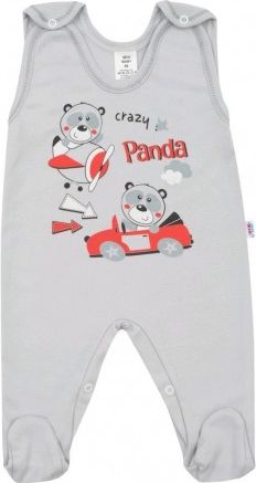 Kojenecké dupačky New Baby Crazy Panda, Šedá, 68 (4-6m) - obrázek 1