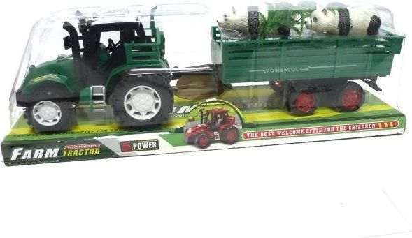 Traktor s vlečkou a pandami - červená - obrázek 1