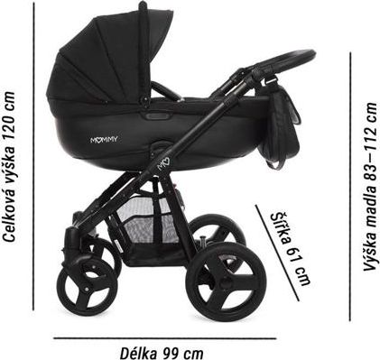 Kočárek Baby Active Mommy 2019 dvojkombinace Black Magic - obrázek 3