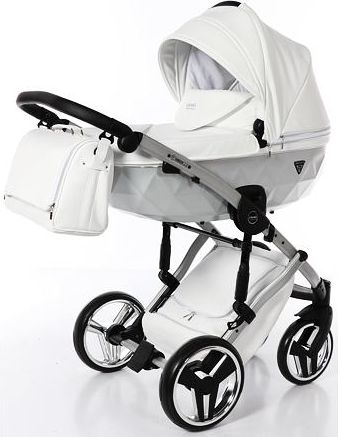 Kočárek Junama Mirror Satin 2019 dvojkombinace 04 White/Silver - obrázek 1