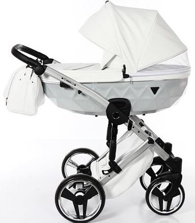 Kočárek Junama Mirror Satin 2019 dvojkombinace 04 White/Silver - obrázek 7