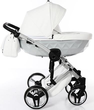Kočárek Junama Mirror Satin 2019 dvojkombinace 04 White/Silver - obrázek 9
