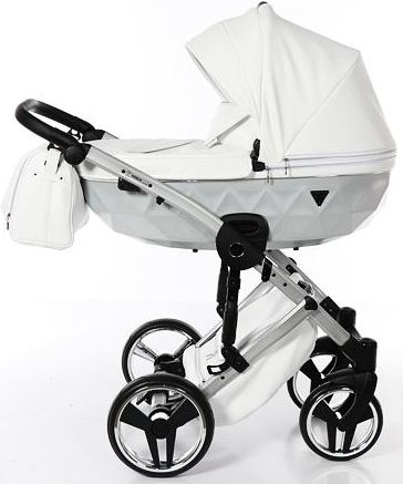 Kočárek Junama Mirror Satin 2019 dvojkombinace 04 White/Silver - obrázek 2