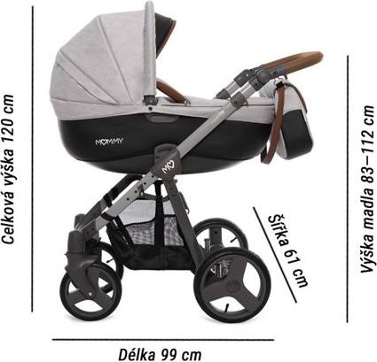 Kočárek Baby Active Mommy 2019 dvojkombinace Grey Star - obrázek 3