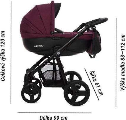 Kočárek Baby Active Mommy 2019 dvojkombinace Plum - obrázek 3