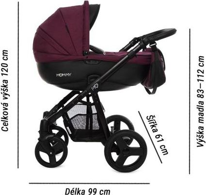 Kočárek Baby Active Mommy 2019 trojkombinace s autosedačkou Plum - obrázek 4