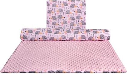 Set Medi přikrývka + polštář růžová/šedí ježci - obrázek 1