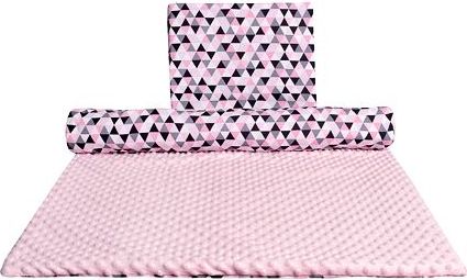 Set Medi přikrývka + polštář růžová/růžové trojúhelníky - obrázek 1