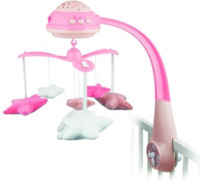 Canpol babies Kolotoč plyšový s projektorem Hvězdičky růžový - obrázek 1