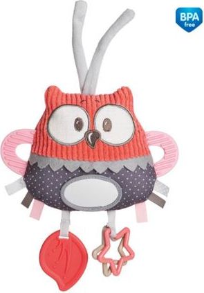 Canpol babies Plyšová edukační zavazovací hračka Pastel friends červená sova - obrázek 1
