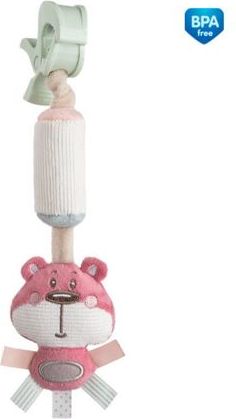 Canpol babies Plyšová hračka se zvonečkem a klipem Pastel friends růžový medvídek - obrázek 1