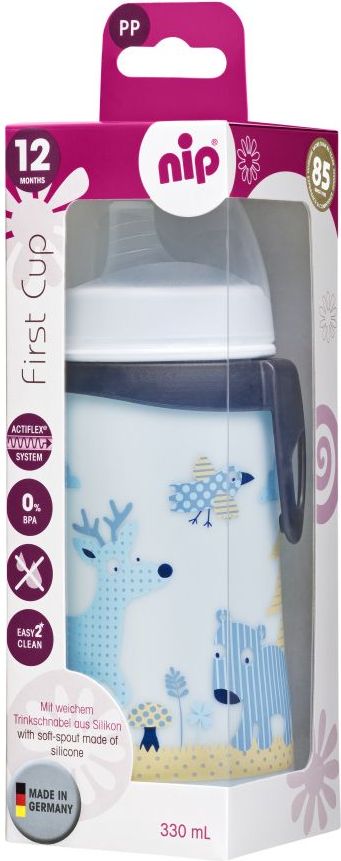 Lahev s dudlíkem 330 ml NIP First cup Silikon Boy - obrázek 1