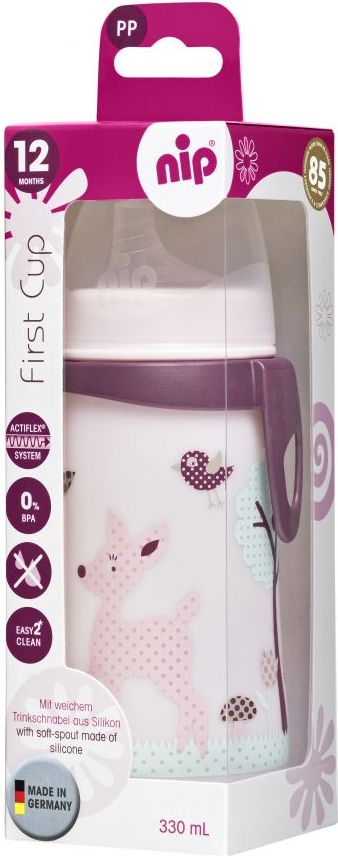 Lahev s dudlíkem 330 ml NIP First cup Silikon Girl - obrázek 1