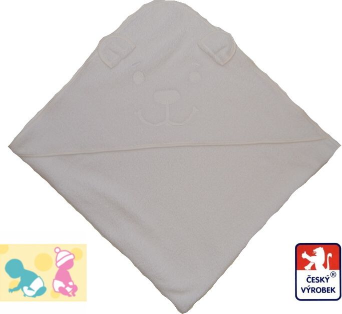 Dětská froté osuška s kapucí Luper, krémová s ouškama 90x90cm 90 x 90cm - obrázek 2