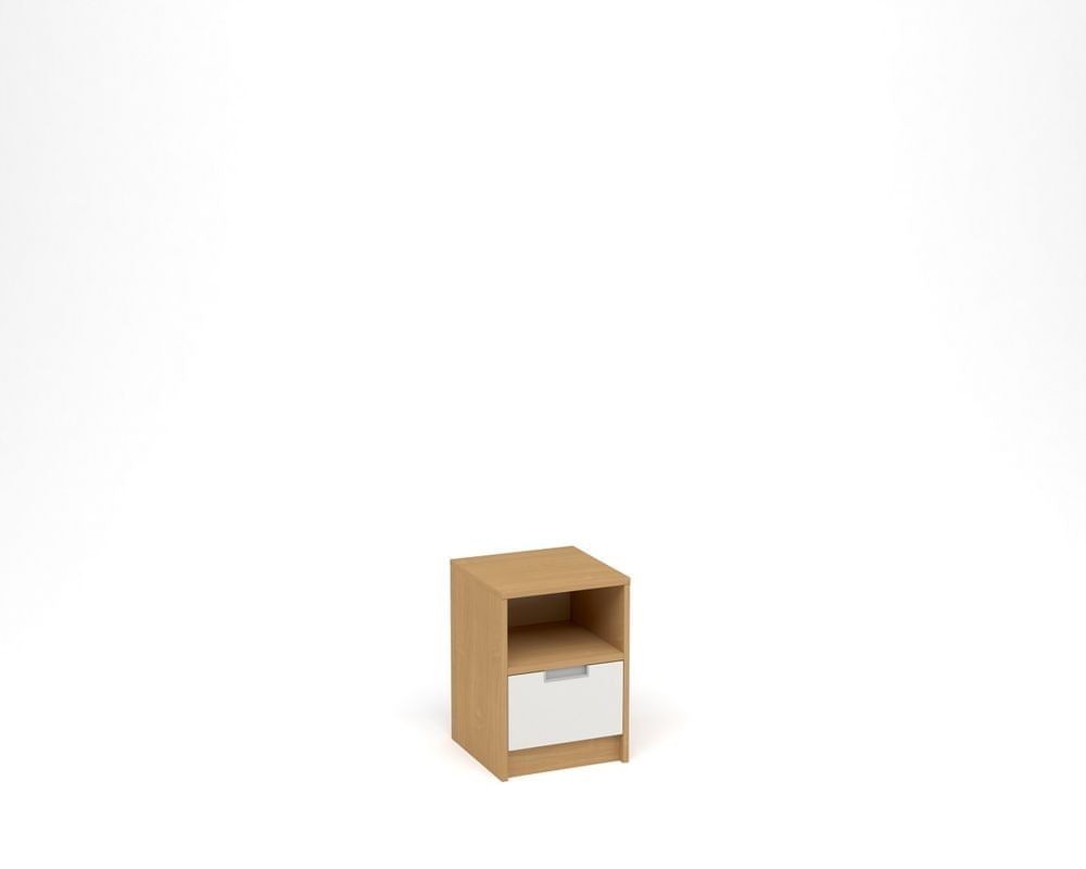 ANTERIA Noční stolek, 1 zásuvka s nikou, BUK/BÍLÁ - obrázek 1