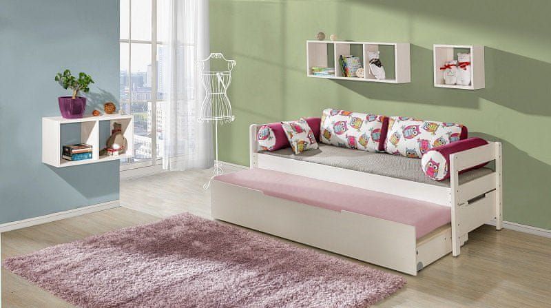 Dolmar Dětská postel s přistýlkou a úložným prostorem Bambi - masiv - Bez matrace, Olše - obrázek 1