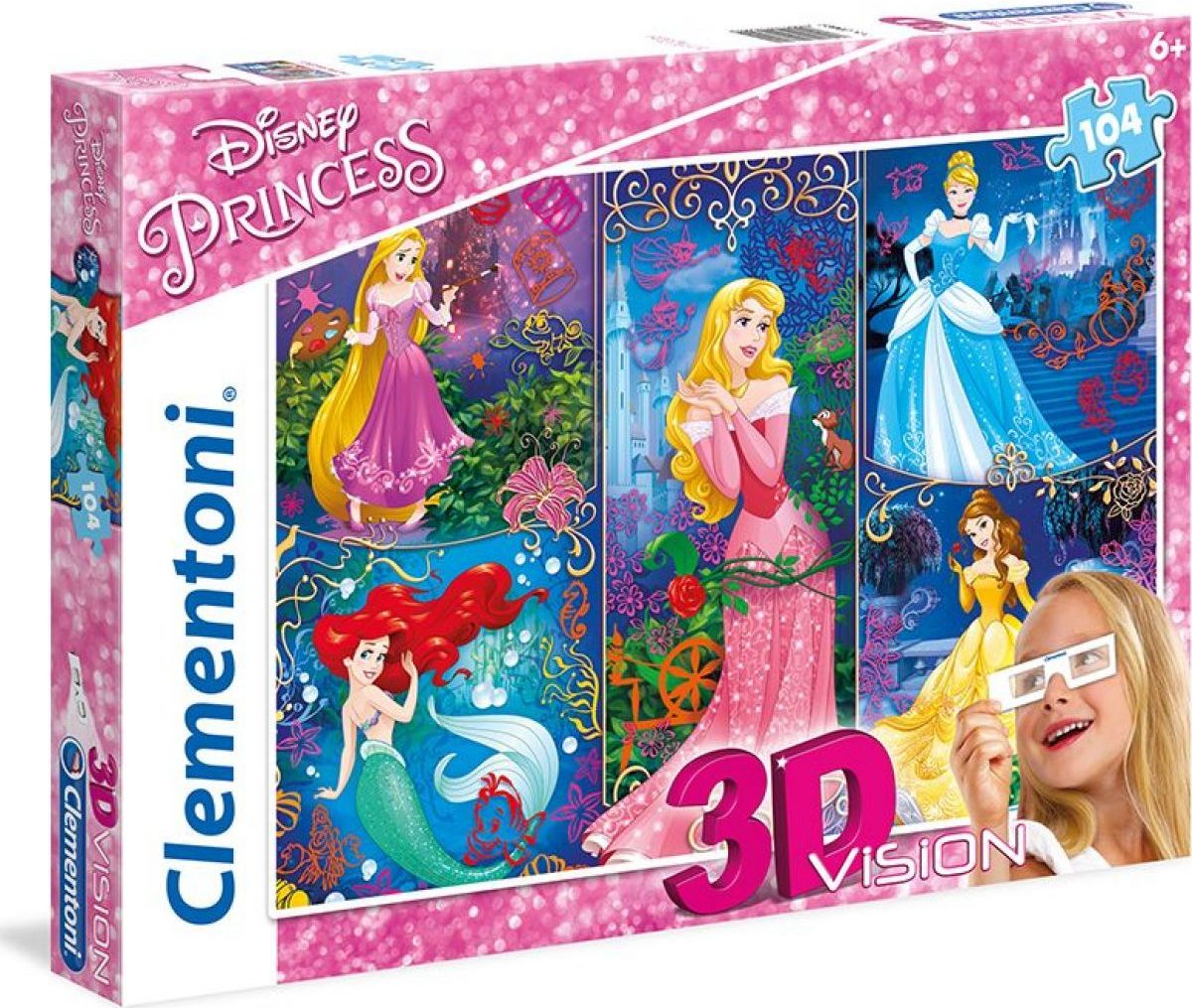 Clementoni Disney Princess Puzzle 3D Vision 104 dílků - obrázek 1
