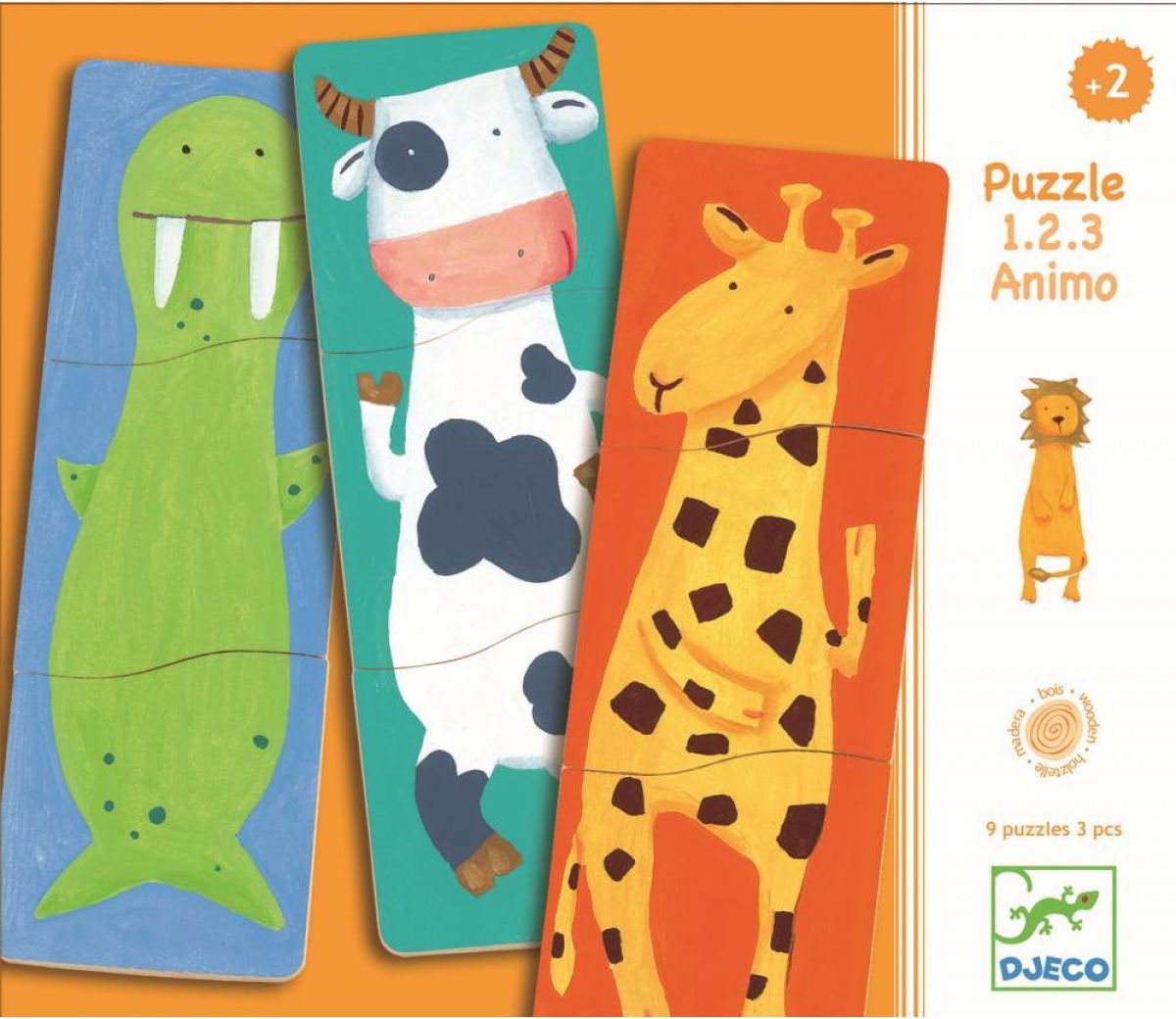 DJECO Dřevěné puzzle Veselá zvířátka - obrázek 1